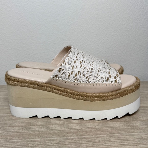 Free People Santorini Crochet Platform Espadrille Sandals Ivory Women's Size 7 - Picture 3 of 8